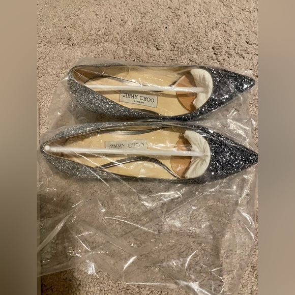Jimmy Choo Romy 60 Navy/Silver gradient pair for sale! Barely worn. - Picture 6 of 10